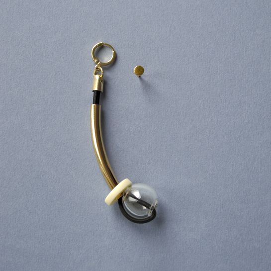 Asymmetric earrings Stroke and sphere - Image 2