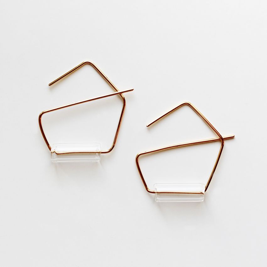 Pentagon earring with glass tube