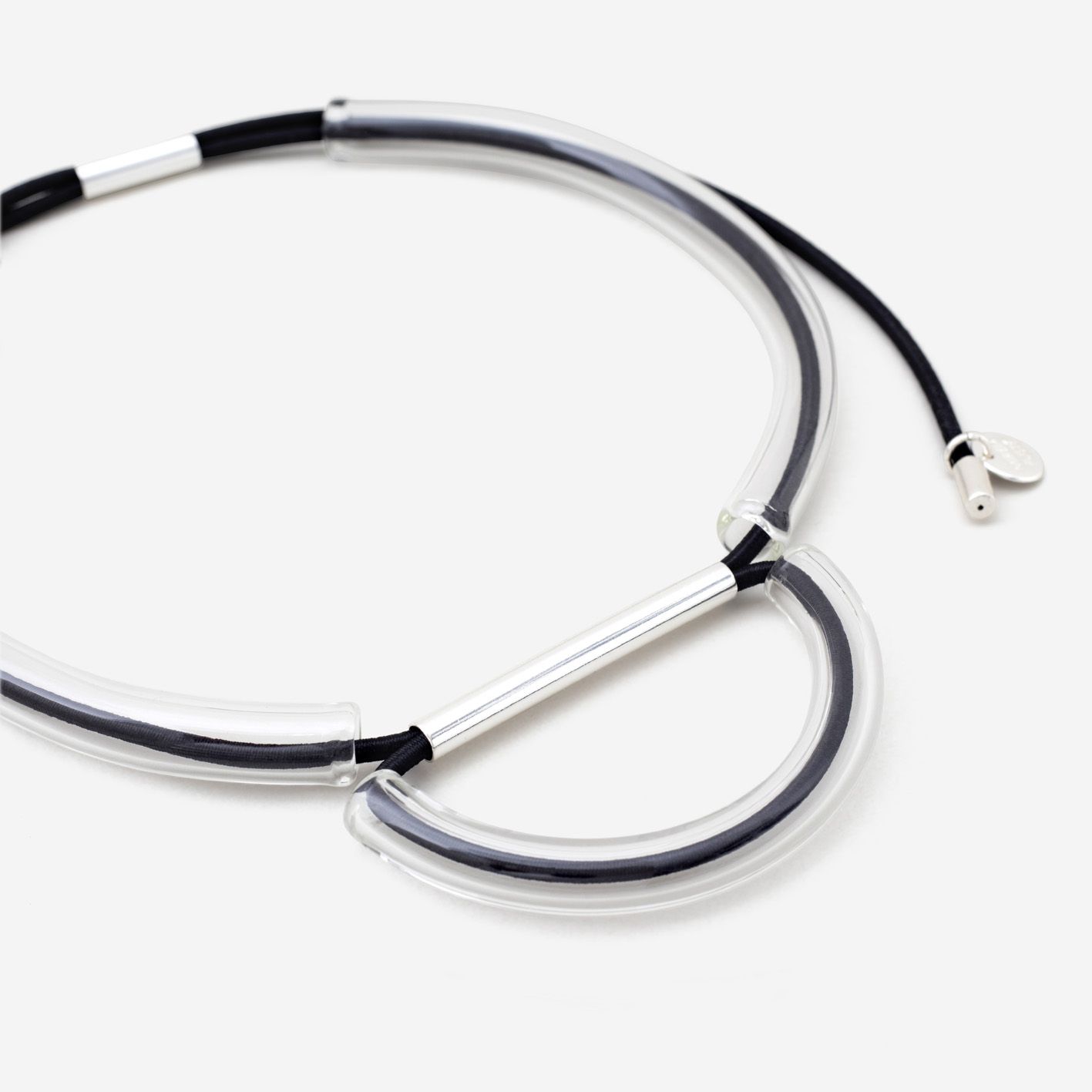 Necklace with black strings and crystal structures - Image 2
