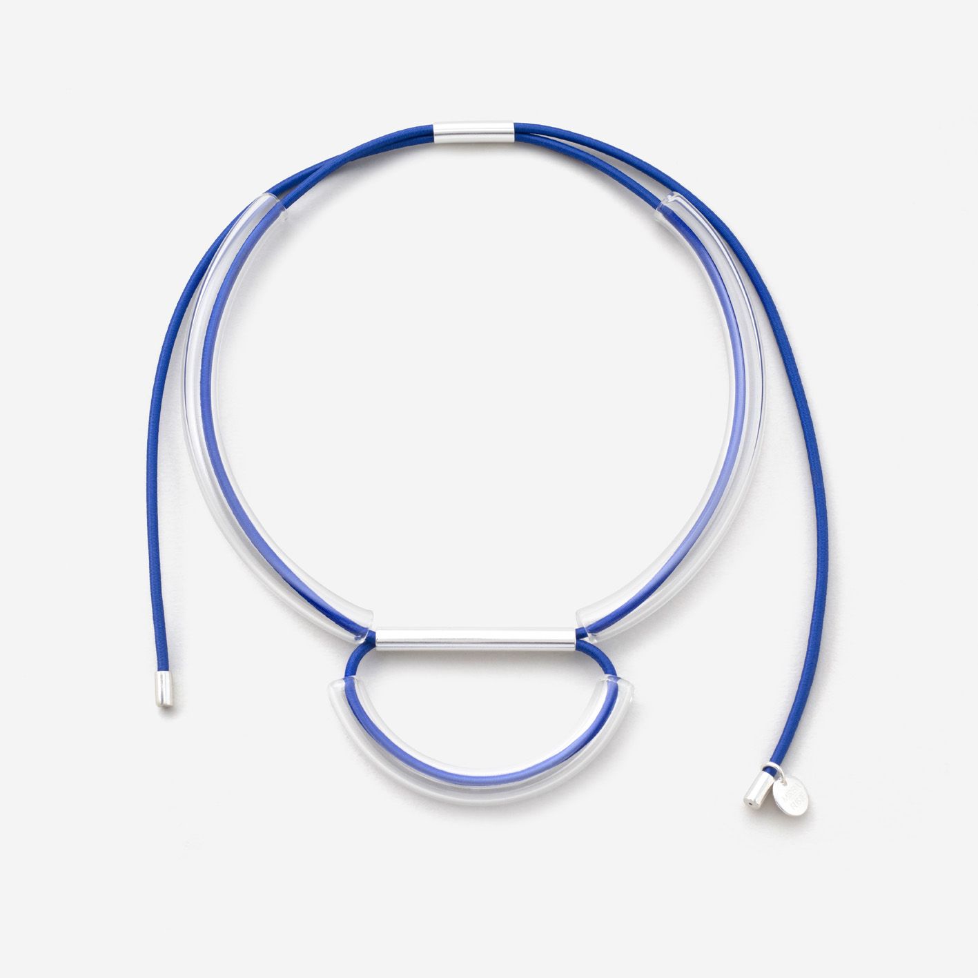 Necklace with blue strings and crystal structures - Image 2
